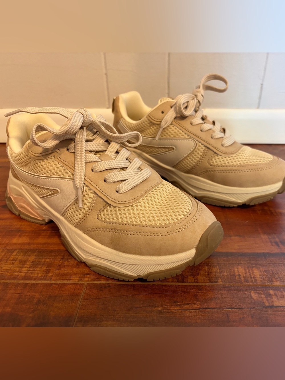 Dolce Vita Beige/Tan Chunky Mesh Sneakers